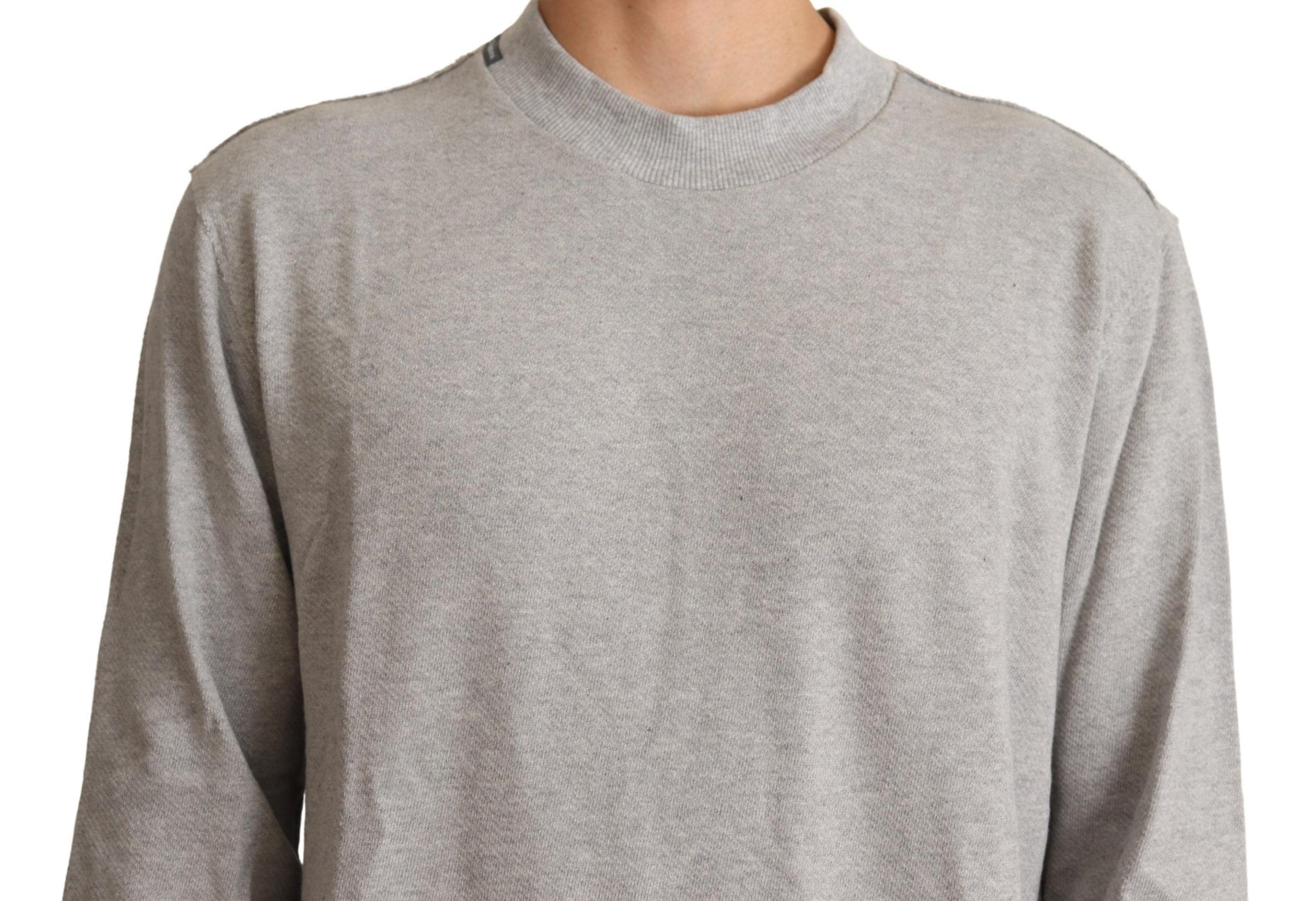 Dolce & Gabbana Gray Cotton Crewneck Pullover Sweater Dolce & Gabbana