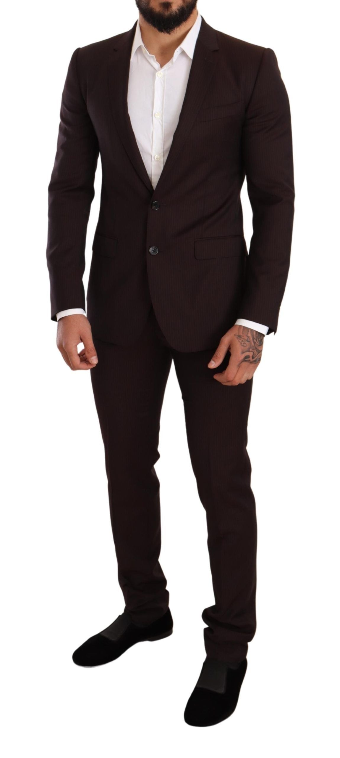 Dolce & Gabbana Bordeaux Wool MARTINI Slim Fit Suit - Eljoys Fashion 