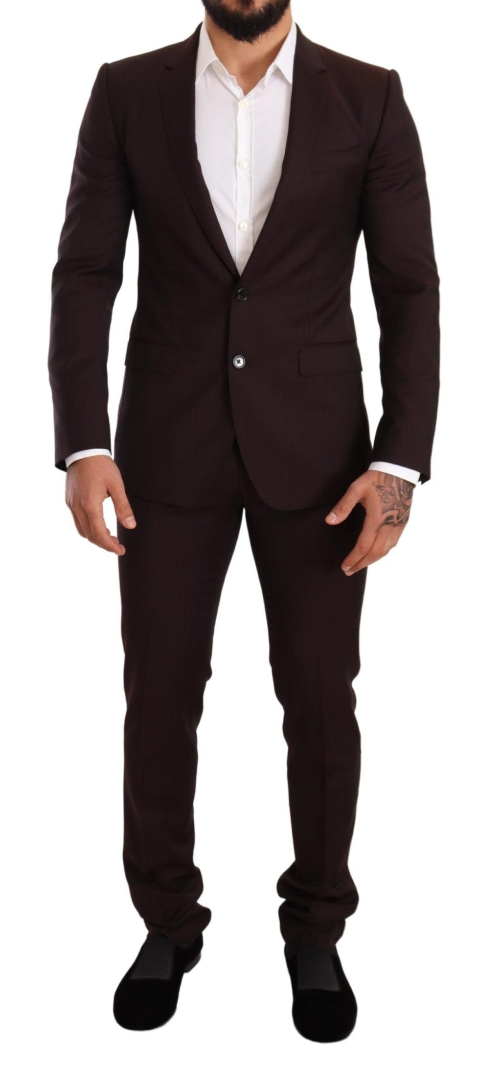 Dolce & Gabbana Bordeaux Wool MARTINI Slim Fit Suit - Eljoys Fashion 