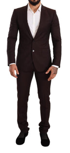 Dolce & Gabbana Bordeaux Wool MARTINI Slim Fit Suit - Eljoys Fashion 