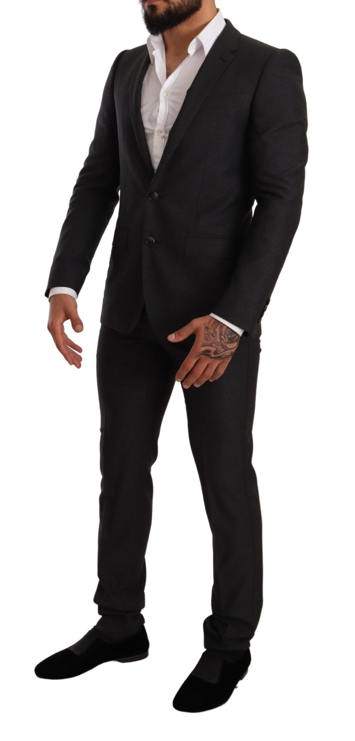 Dolce & Gabbana Gray Wool MARTINI Slim Fit Set Suit Dolce & Gabbana
