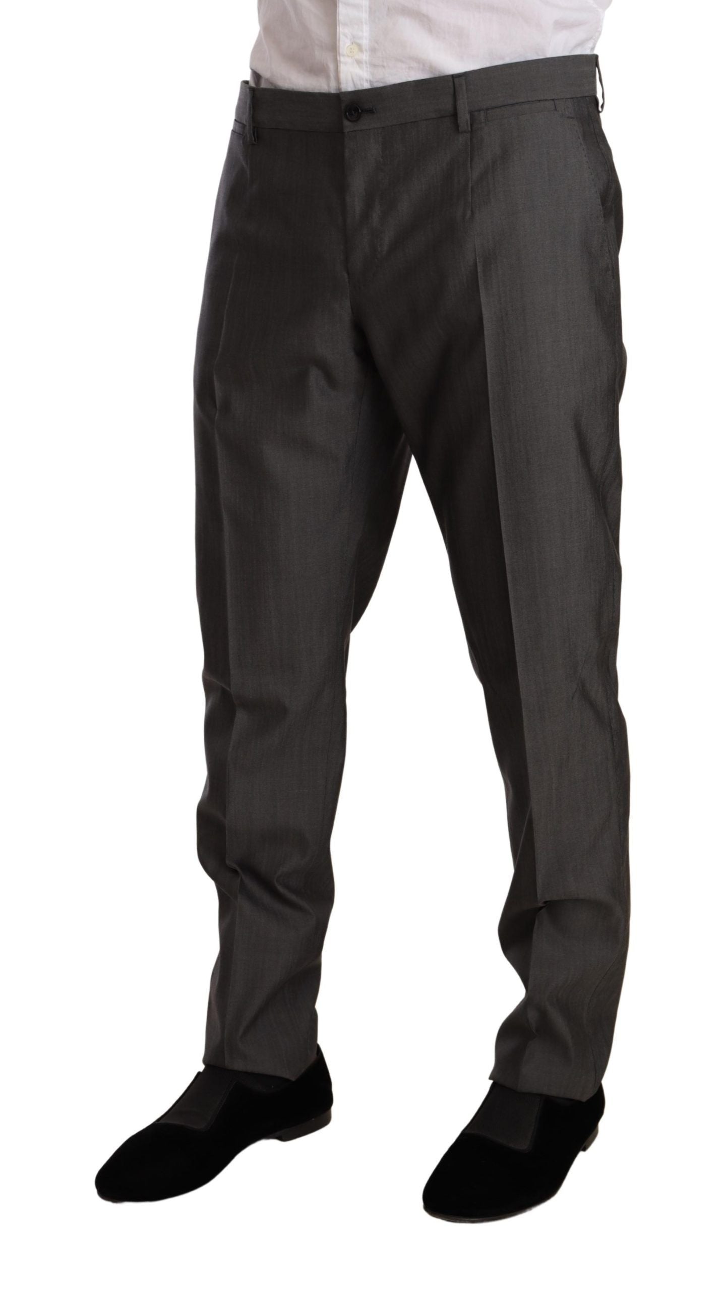 Dolce & Gabbana Gray Metallic MARTINI Slim Fit Set Suit Dolce & Gabbana