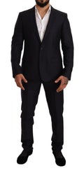 Dolce & Gabbana Blue Pattern MARTINI SLIM FIT 2 Piece Suit - Eljoys Fashion 