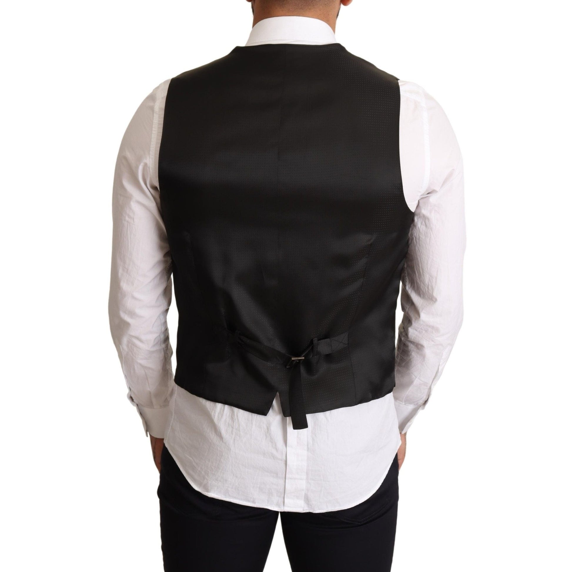 Dolce & Gabbana Black Wool Formal Waistcoat Dress