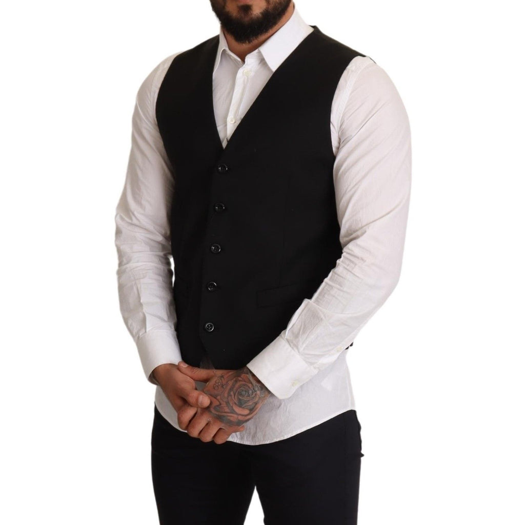 Dolce & Gabbana black formal dress vest with tailored fit and sleek design, ideal for elegant occasions.