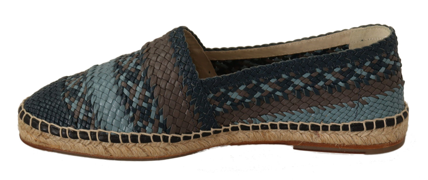 Dolce & Gabbana Blue Gray Slip On Buffalo Espadrille Shoes Dolce & Gabbana