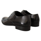Dolce & Gabbana Black Leather Lace Up Men Dress Derby Shoes