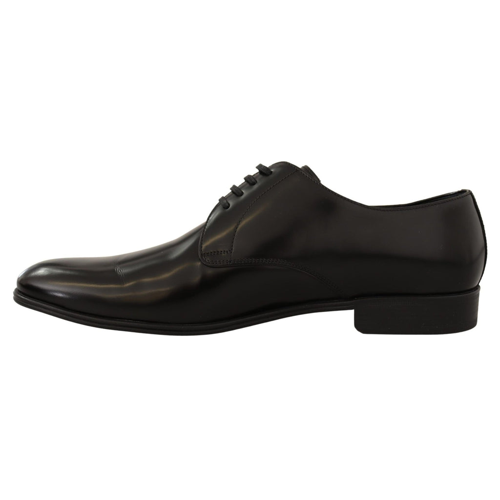 Dolce & Gabbana Black Leather Lace Up Men Dress Derby Shoes