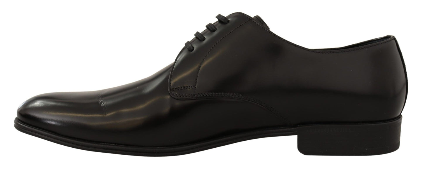 Dolce & Gabbana Black Leather Lace Up Men Dress Derby Shoes Dolce & Gabbana