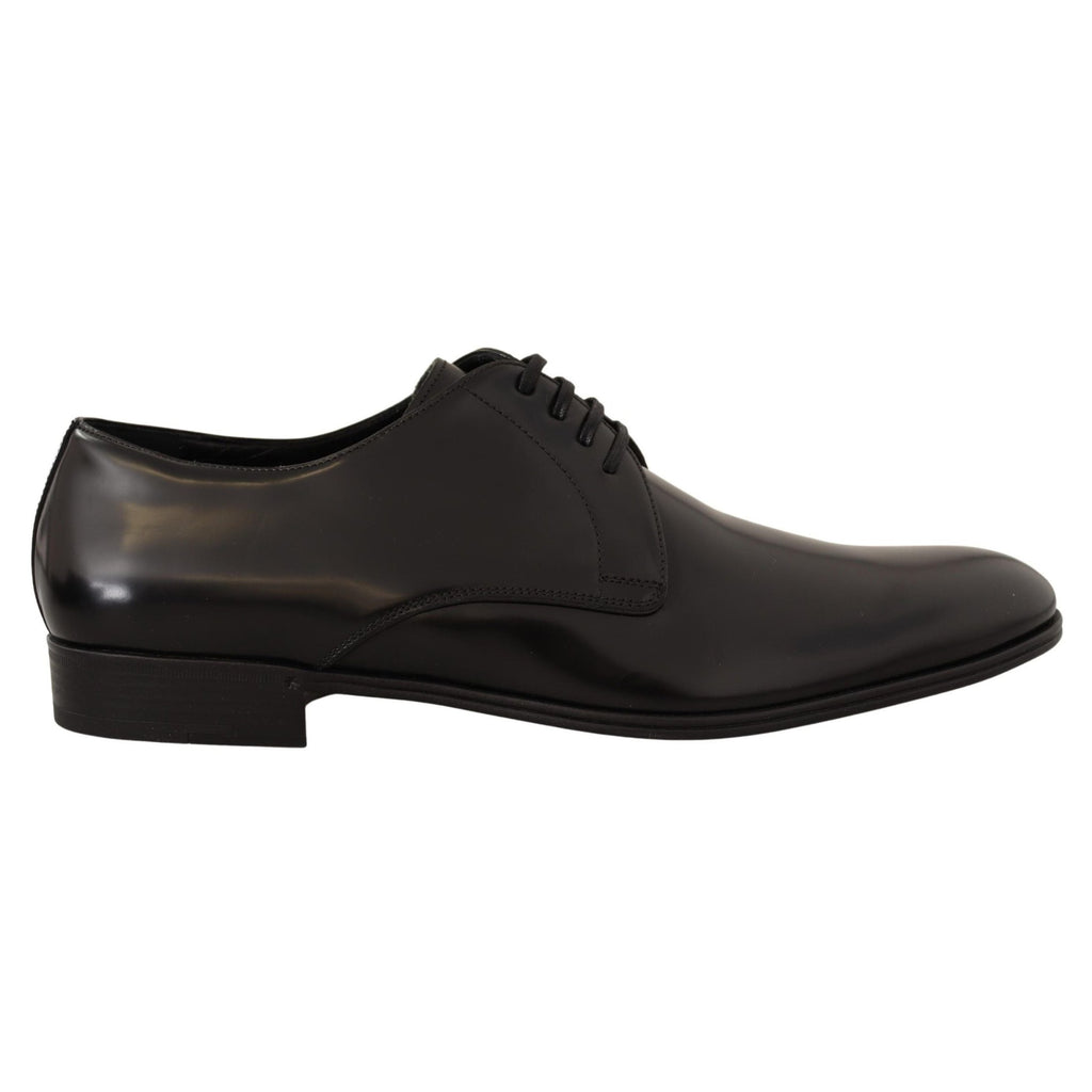 Dolce & Gabbana Black Leather Lace Up Men Dress Derby Shoes