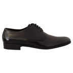Dolce & Gabbana Black Leather Lace Up Men Dress Derby Shoes