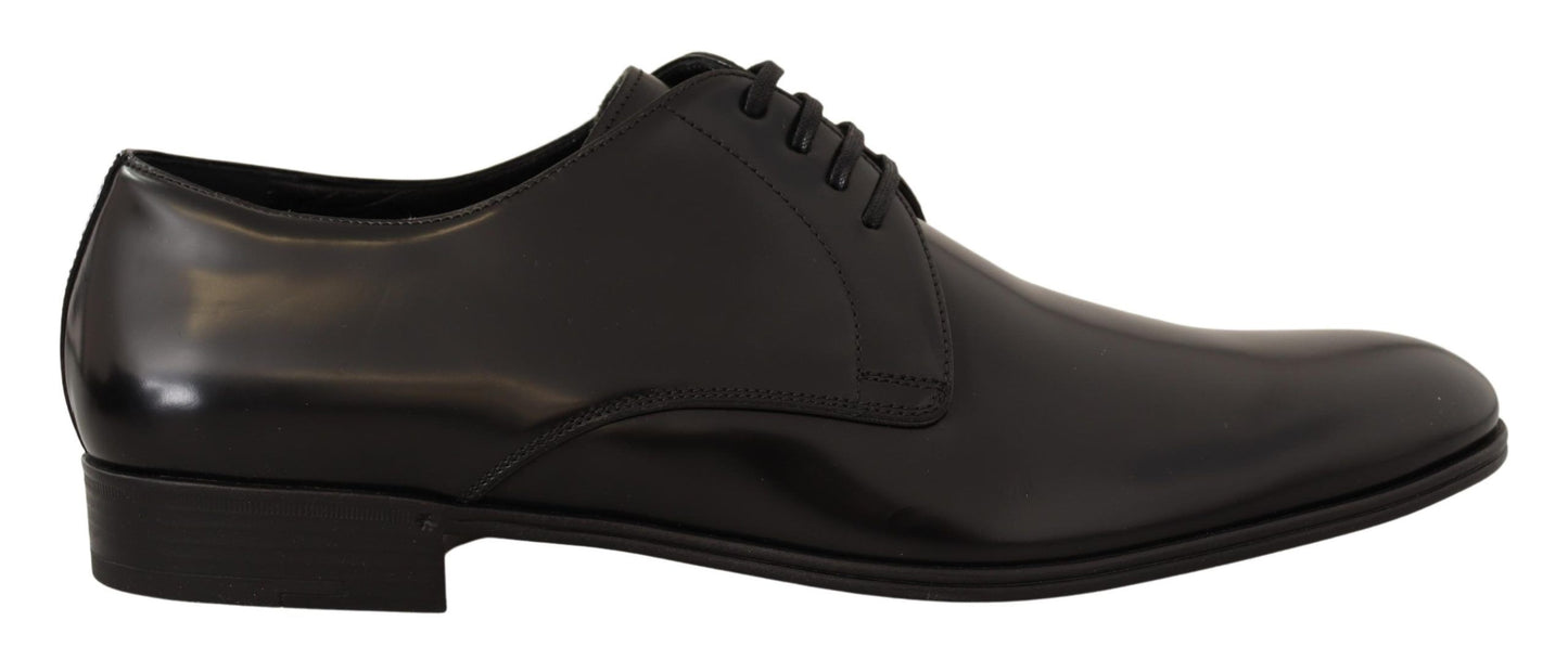 Dolce & Gabbana Black Leather Lace Up Men Dress Derby Shoes Dolce & Gabbana