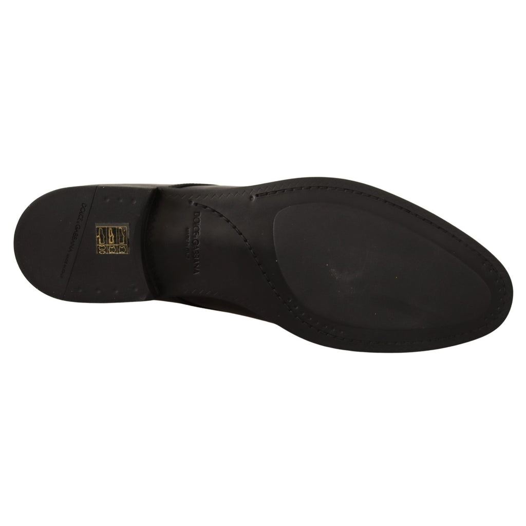Dolce & Gabbana Black Leather Lace Up Men Dress Derby Shoes