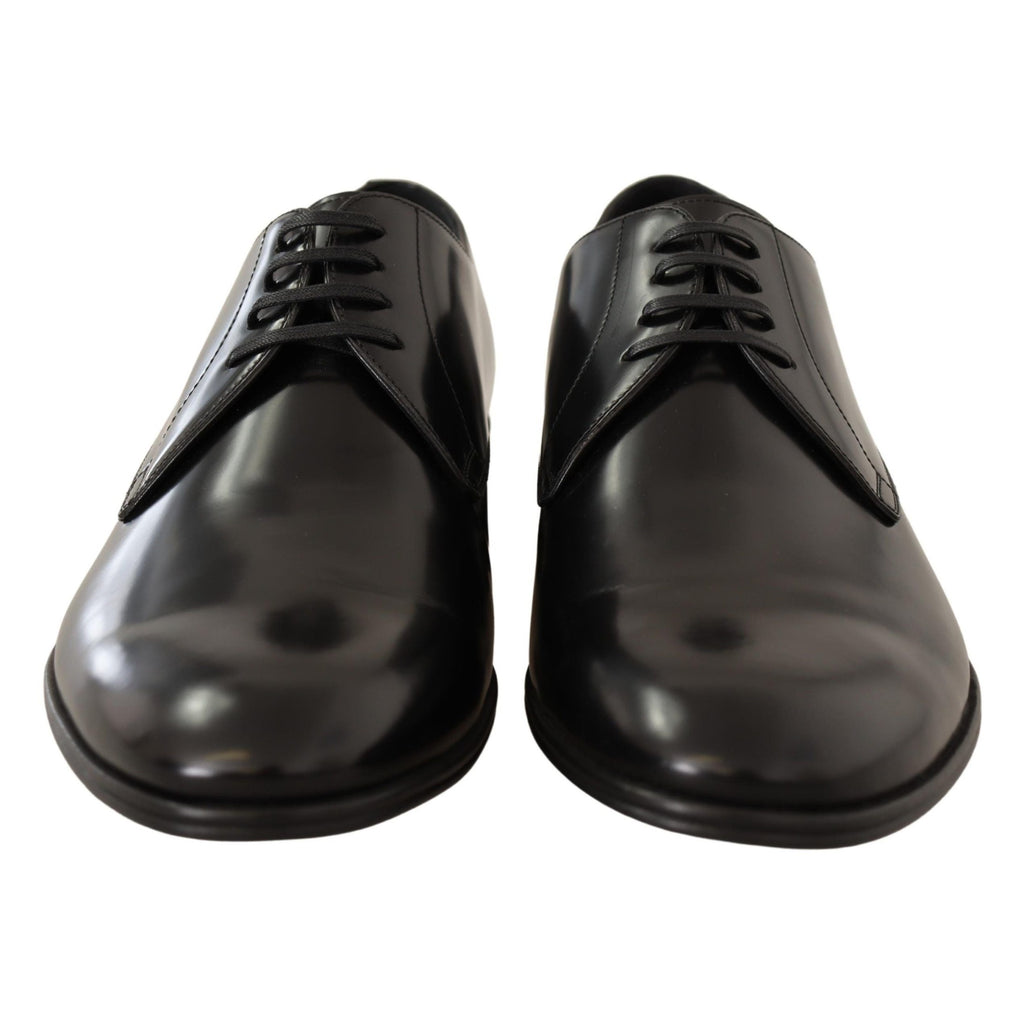 Dolce & Gabbana Black Leather Lace Up Men Dress Derby Shoes