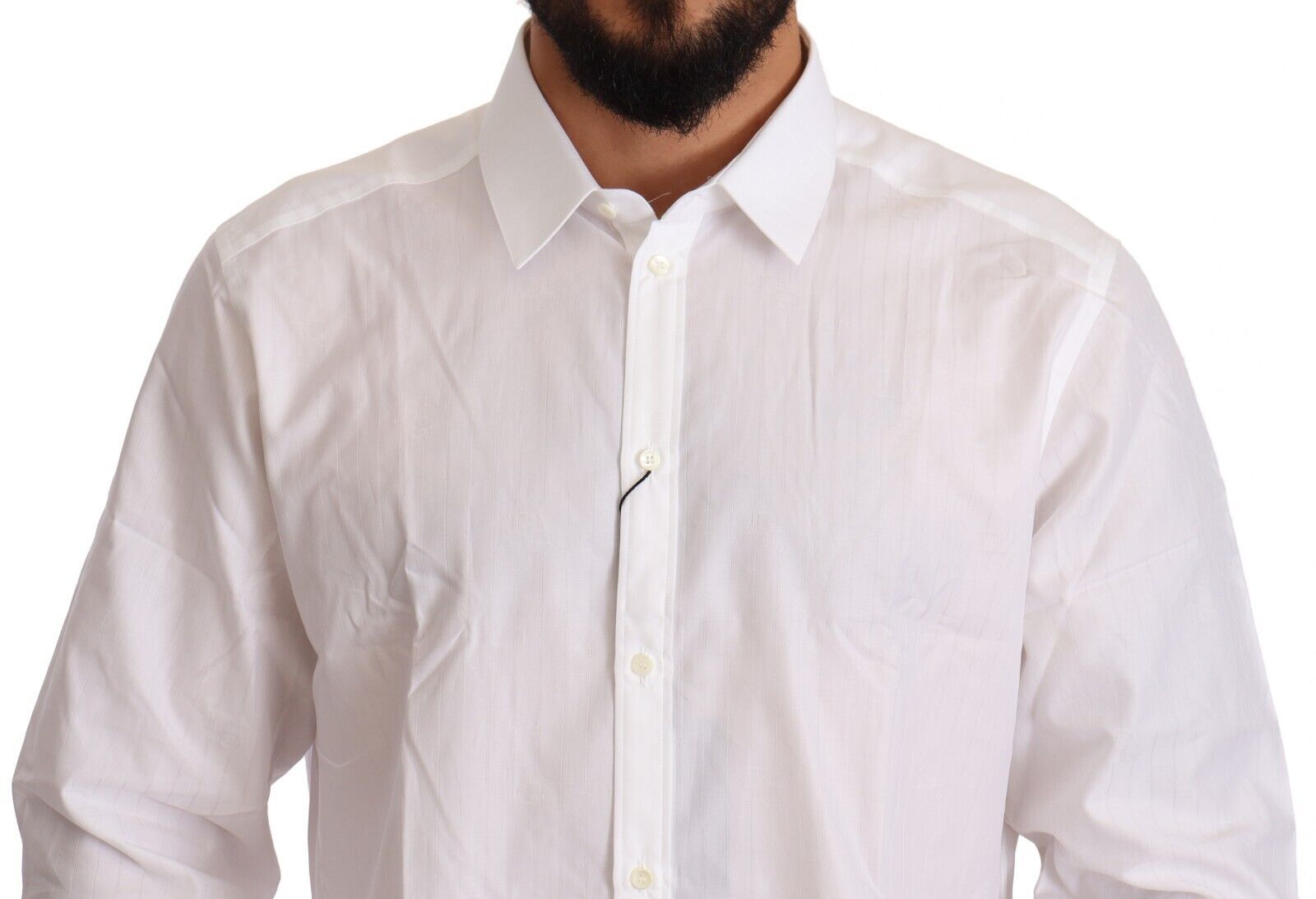 Dolce & Gabbana White Cotton Slim Fit Men MARTINI Shirt Dolce & Gabbana