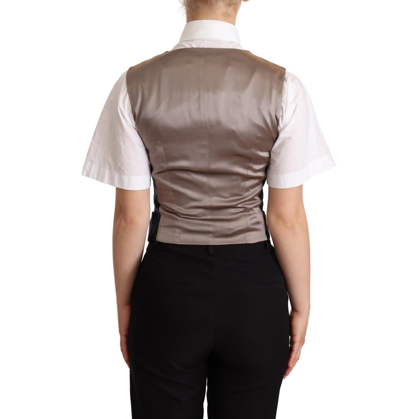 Dolce & Gabbana Black Jacquard Floral Waistcoat Vest Green Dolce & Gabbana