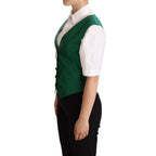Dolce & Gabbana Green Silk Satin Sleeveless Waistcoat Vest