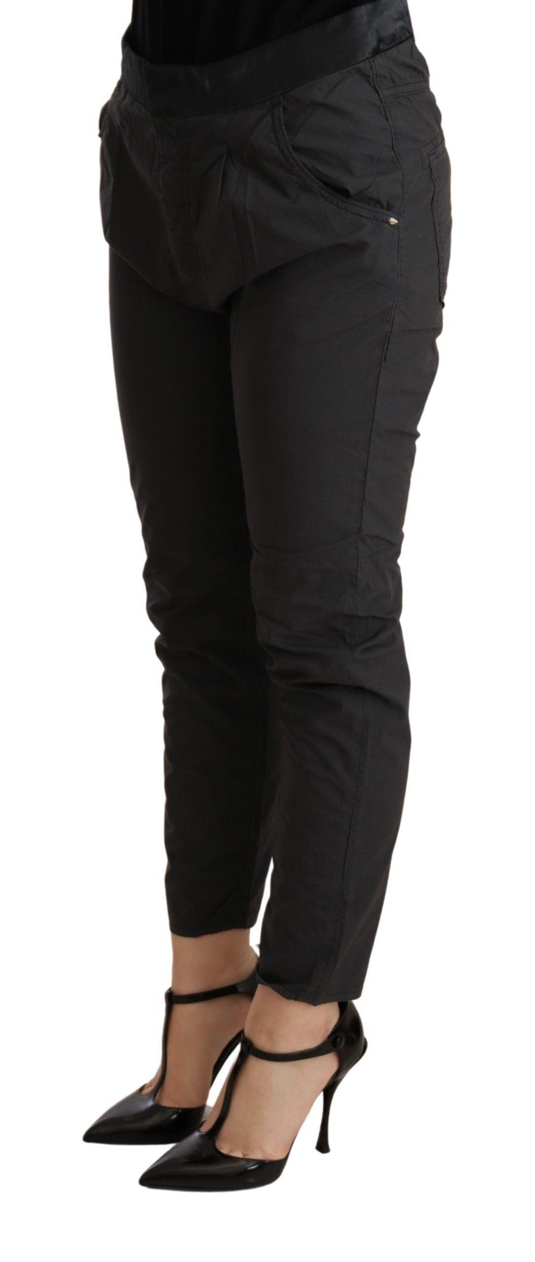 CYCLE Gray Mid Waist Slim Fit Skinny Cotton Trouser CYCLE