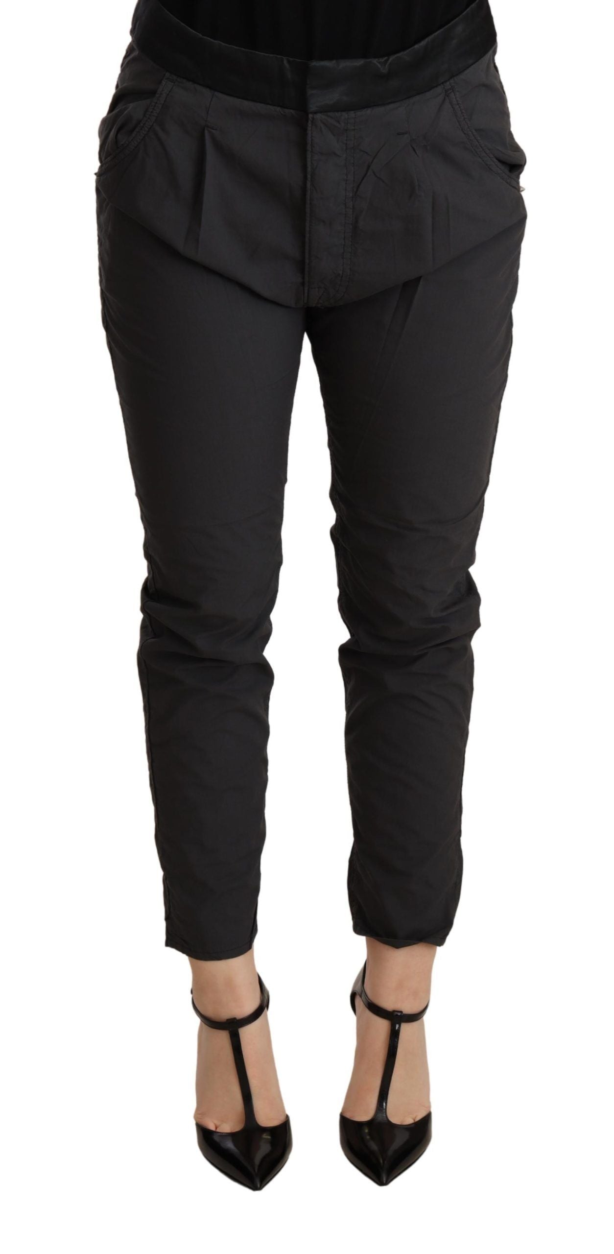 CYCLE Gray Mid Waist Slim Fit Skinny Cotton Trouser CYCLE