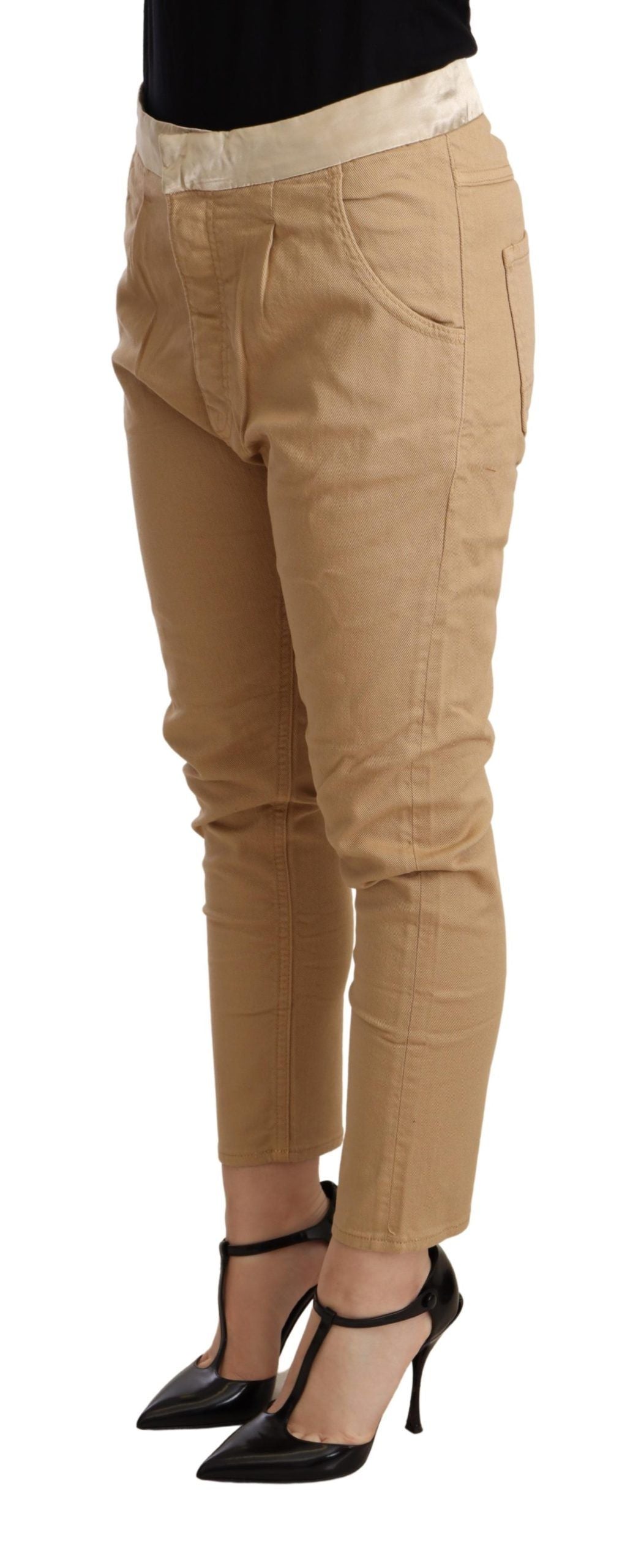 CYCLE Beige Mid Waist Slim Fit Skinny Stretch Trouser CYCLE