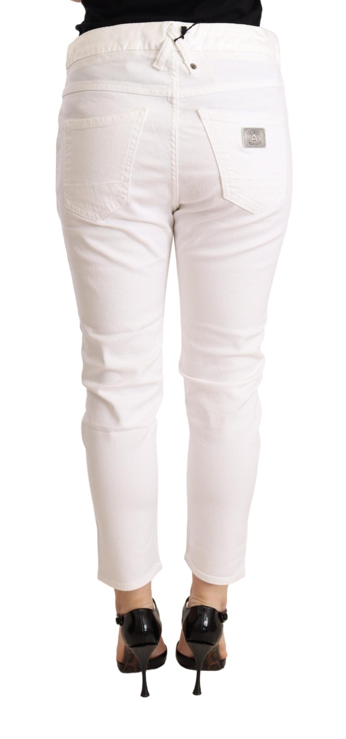 CYCLE White Mid Waist Slim Fit Skinny Cotton Stretch Trouser CYCLE