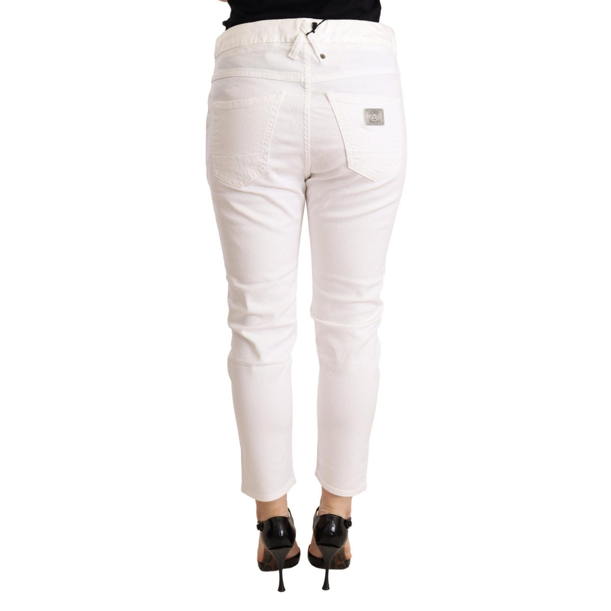 CYCLE White Mid Waist Slim Fit Skinny Cotton Stretch Trouser