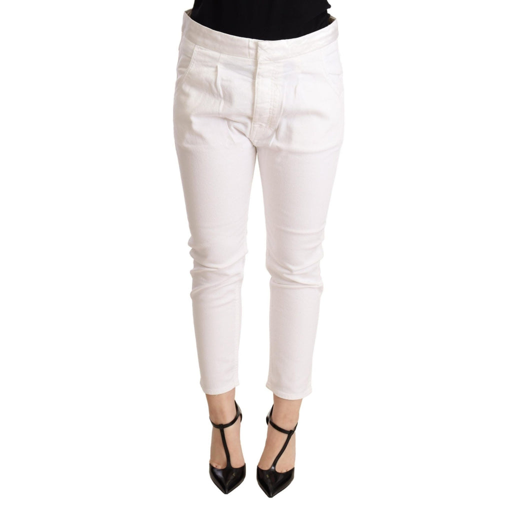 CYCLE White Mid Waist Slim Fit Skinny Cotton Stretch Trouser