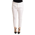 CYCLE White Mid Waist Slim Fit Skinny Cotton Stretch Trouser