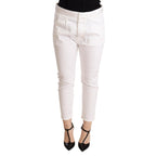CYCLE White Mid Waist Slim Fit Skinny Cotton Stretch Trouser