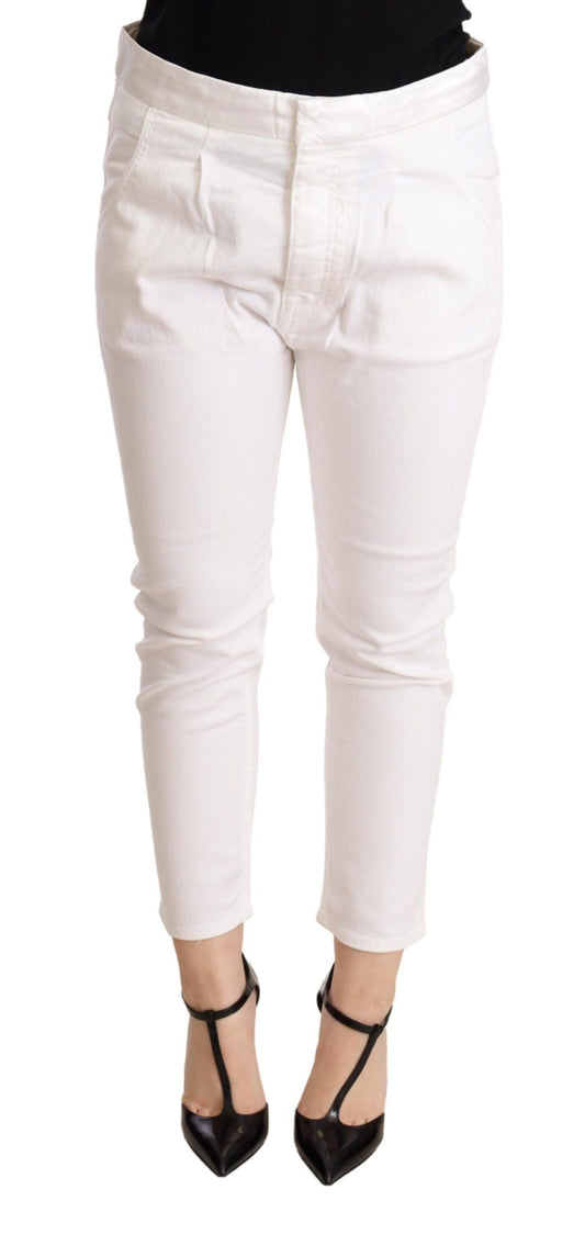 CYCLE White Mid Waist Slim Fit Skinny Cotton Stretch Trouser CYCLE