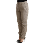 CYCLE Beige Mid Waist Casual Baggy Stretch Trouser