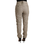 CYCLE Beige Mid Waist Casual Baggy Stretch Trouser