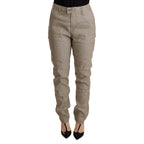 CYCLE Beige Mid Waist Casual Baggy Stretch Trouser