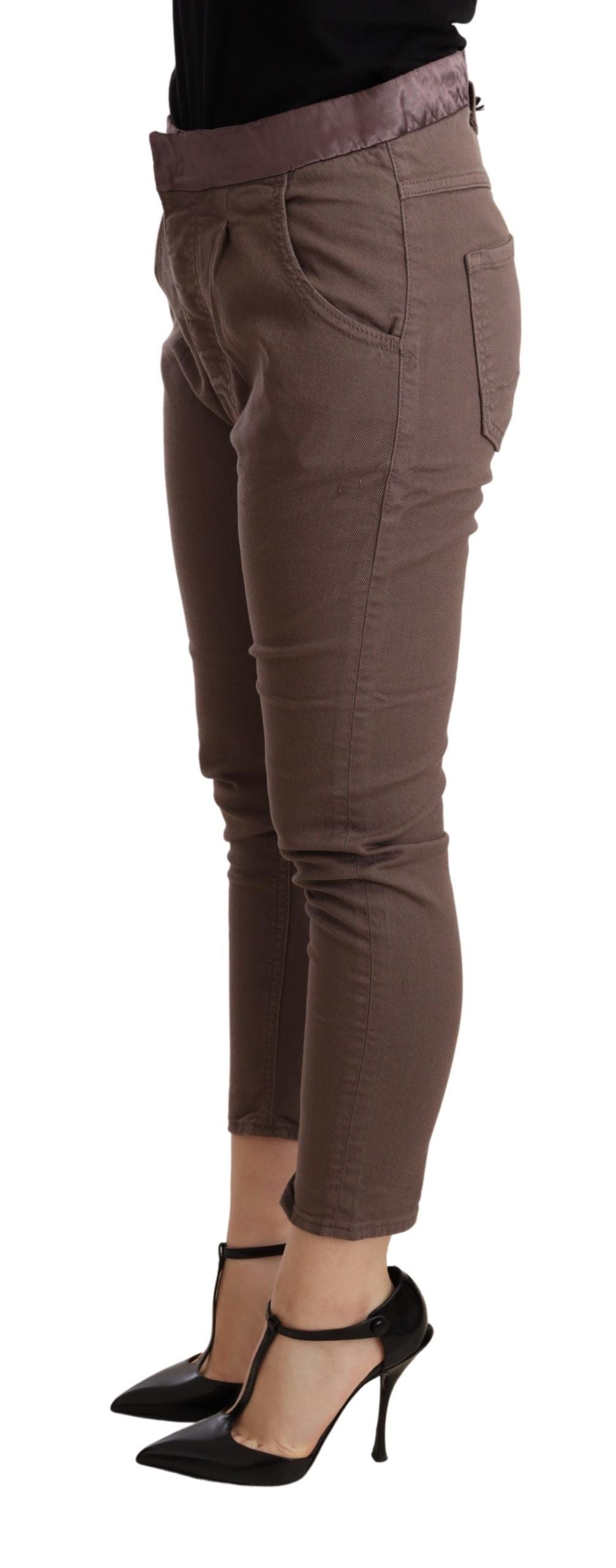 CYCLE Brown Mid Waist Cropped Skinny Stretch Trouser CYCLE