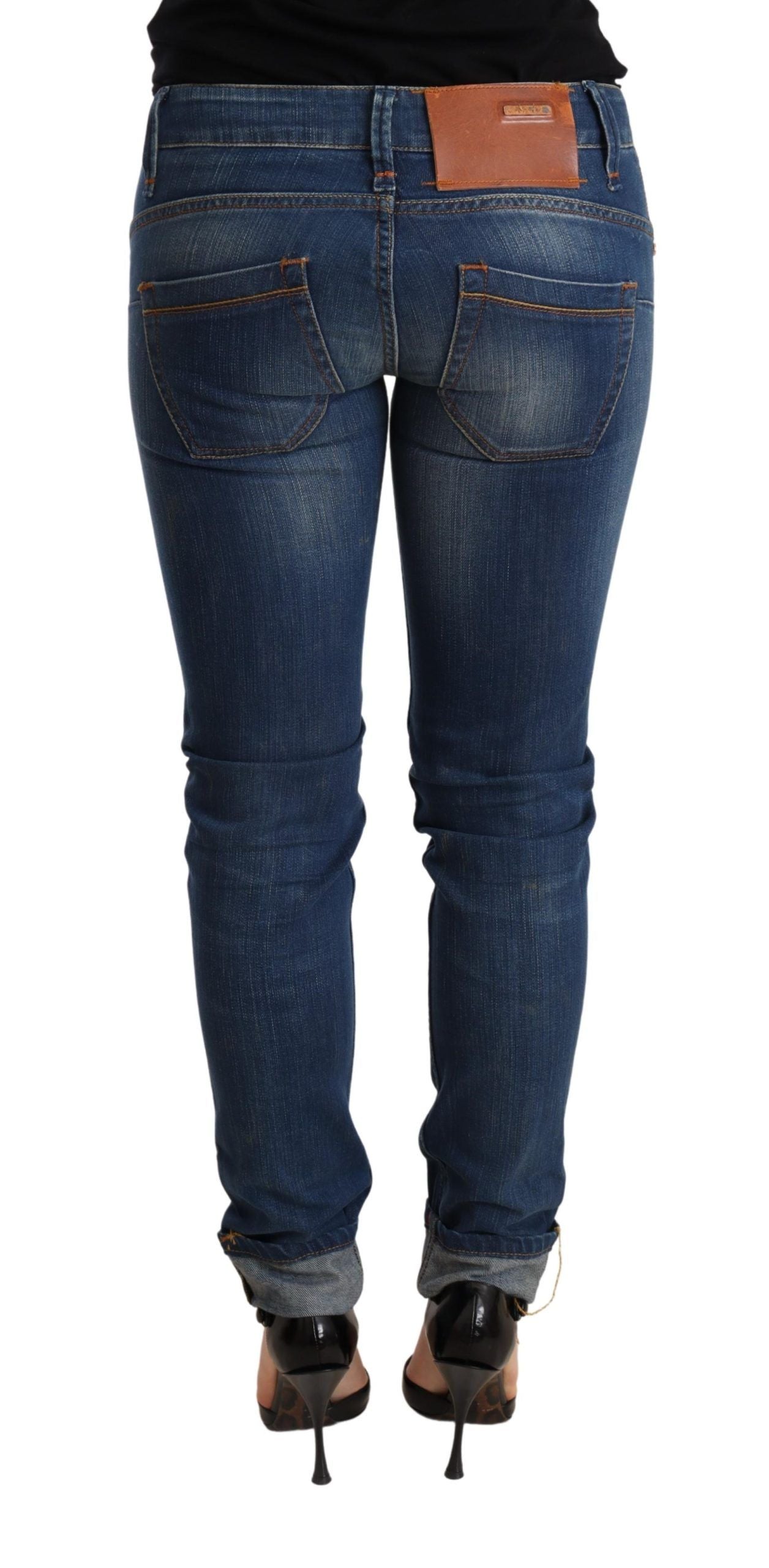 Acht Blue Washed Low Waist Skinny Denim Jeans Pant Acht