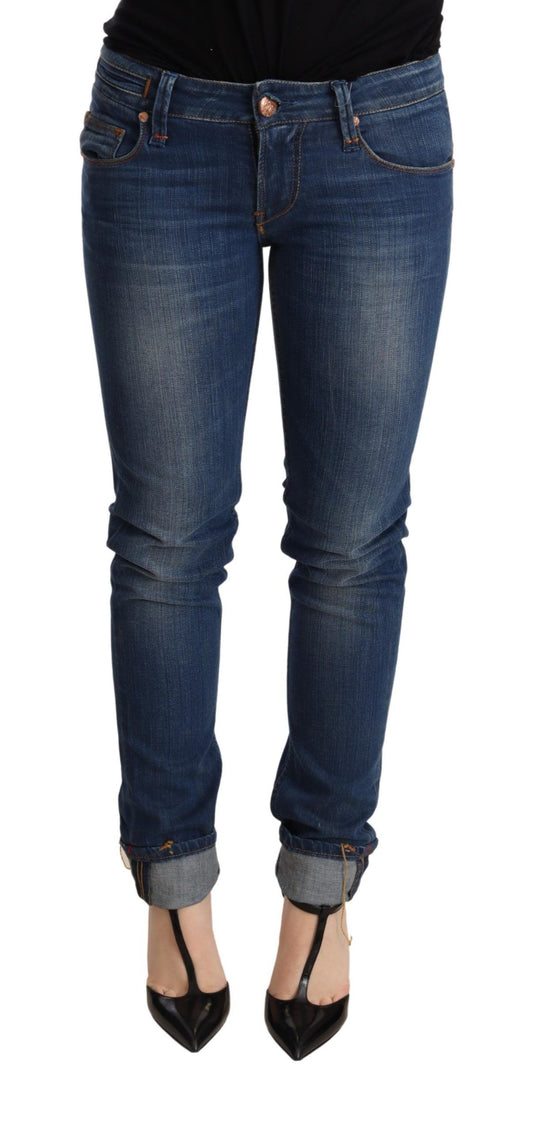 Acht Blue Washed Low Waist Skinny Denim Jeans Pant Acht