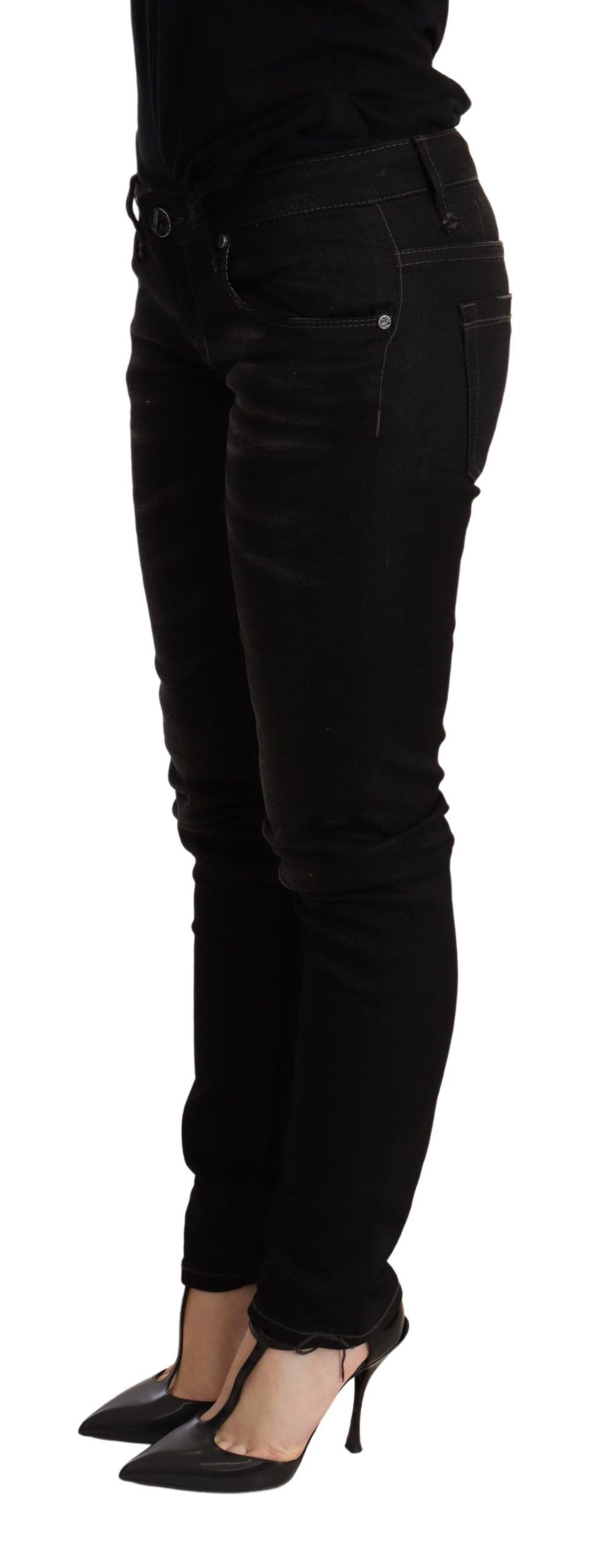 Acht Black Low Waist Skinny Denim Trouser Acht