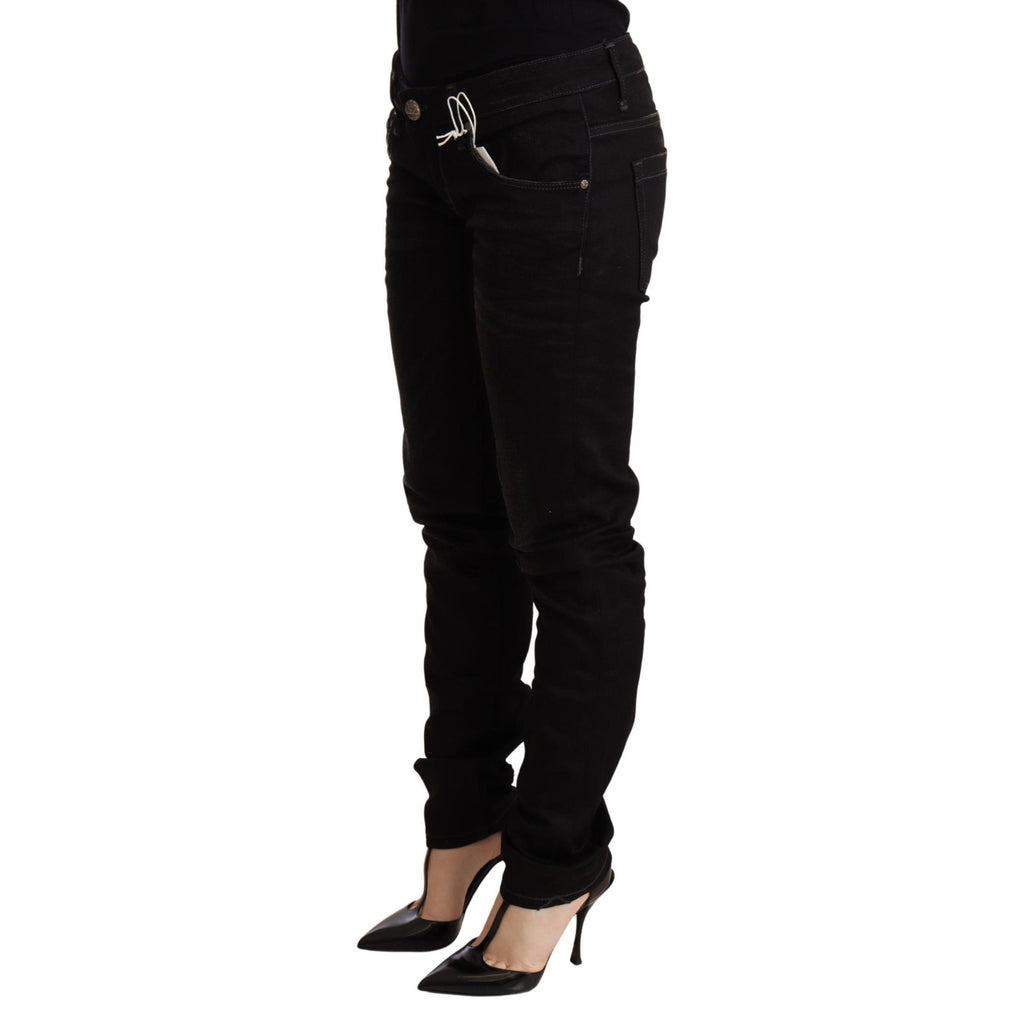 Acht Black Low Waist Skinny Denim Cotton Trouser