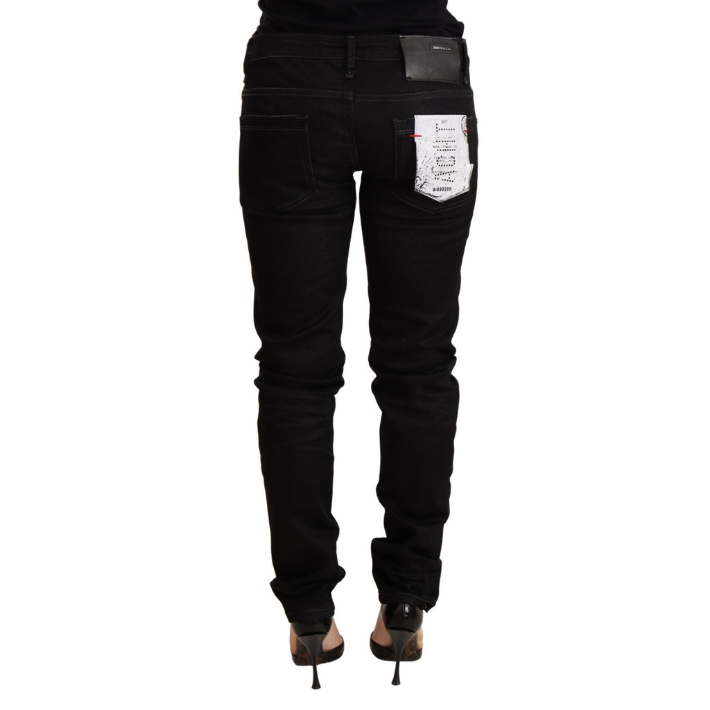 Acht Black Low Waist Skinny Denim Cotton Trouser