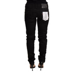 Acht Black Low Waist Skinny Denim Cotton Trouser