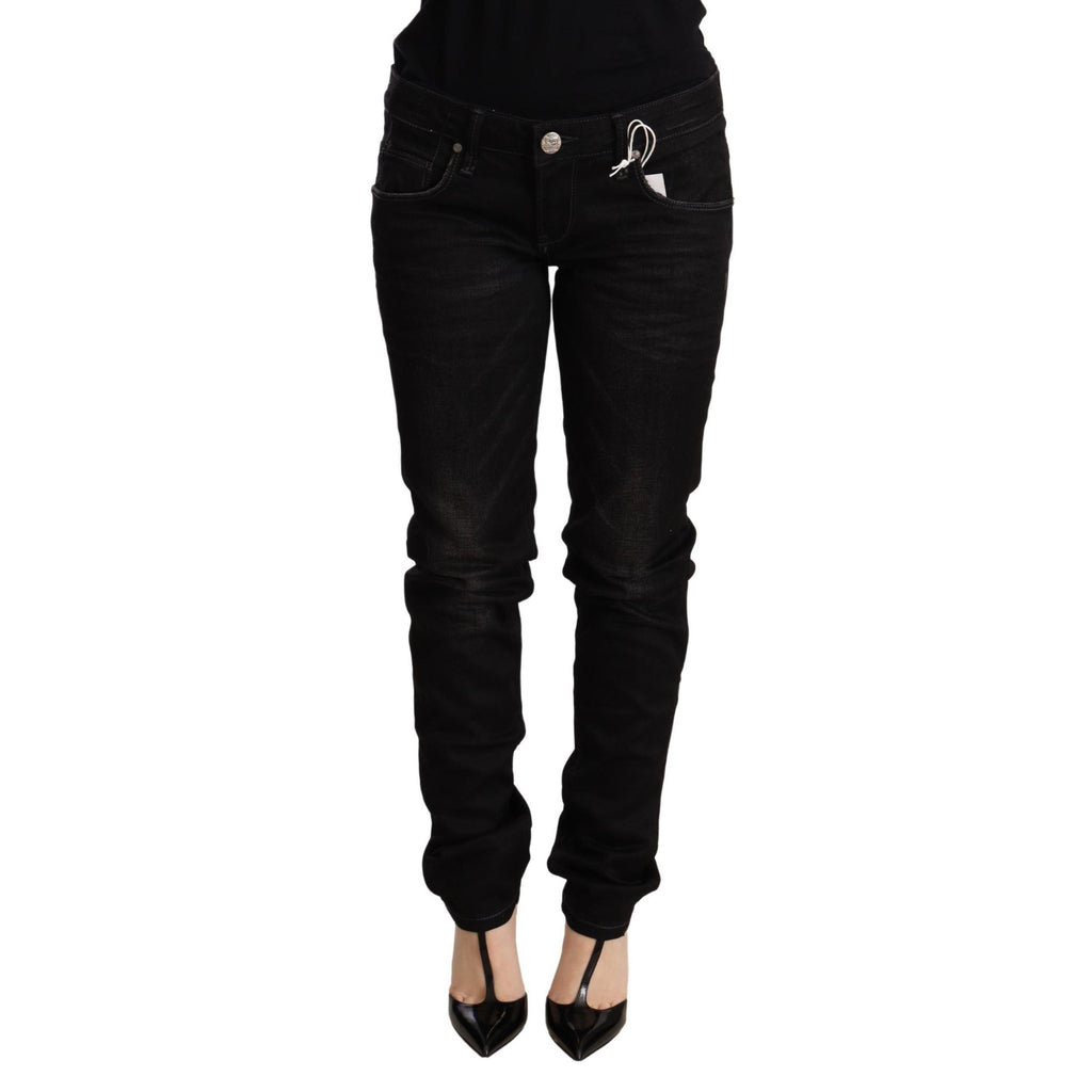 Acht Black Low Waist Skinny Denim Cotton Trouser