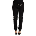 Acht Black Low Waist Skinny Denim Cotton Trouser