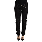 Acht Black Low Waist Skinny Denim Cotton Trouser