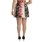 Dolce & Gabbana Multicolor Floral Jacquard Crystal Skirt