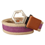 GF Ferre Multicolor Leather Silver Hexagon Logo Buckle Belt