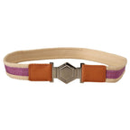 GF Ferre Multicolor Leather Silver Hexagon Logo Buckle Belt