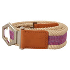 GF Ferre Multicolor Leather Silver Hexagon Logo Buckle Belt
