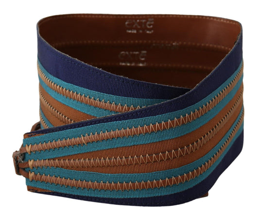 Exte Brown Leather Wide Waistband Tie Fastening Belt Exte