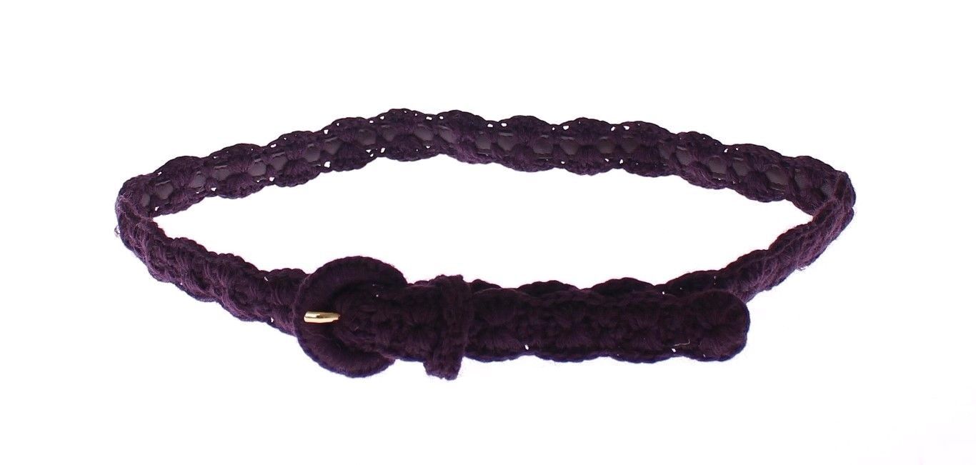 Dolce & Gabbana Purple Cotton Gold Logo Waist Belt Dolce & Gabbana