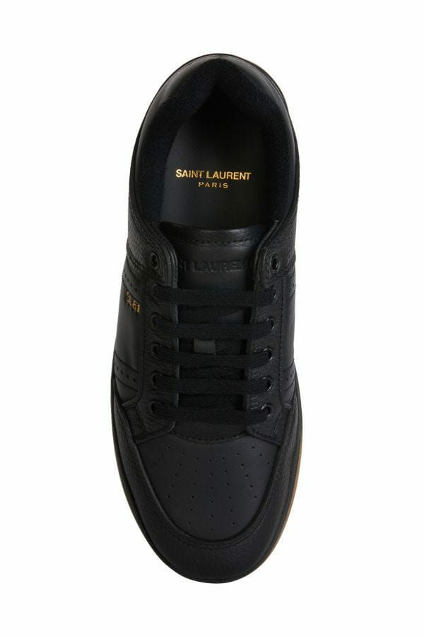 Saint Laurent Black Calf Leather Low Top Sneakers - Eljoys Fashion 